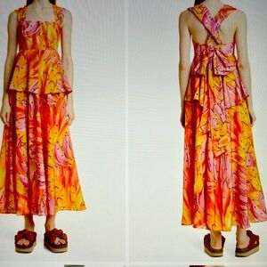 Farm Rio… pink ombré banana cross back maxi dress… Sz L… nwt… wrinkles